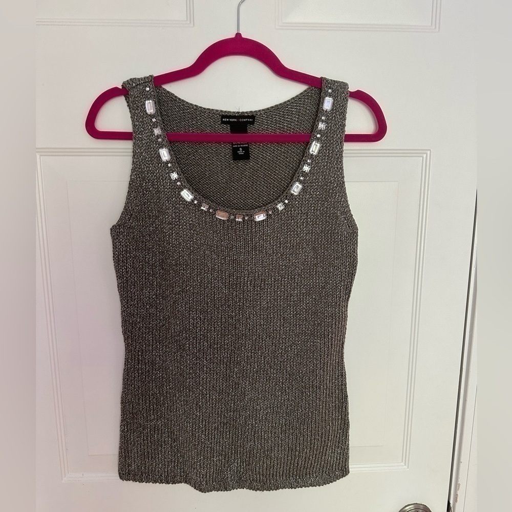 NEW York & Company knit tank with beading size S